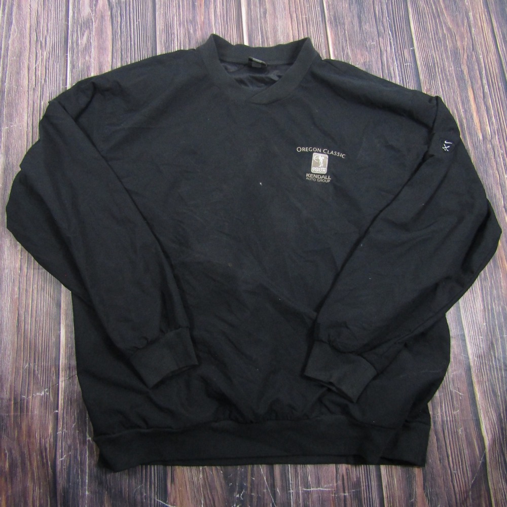 Nike Golf Windbreaker‎ Pullover Mens XL Black Oregon Classic V-Neck Wind Shirt
